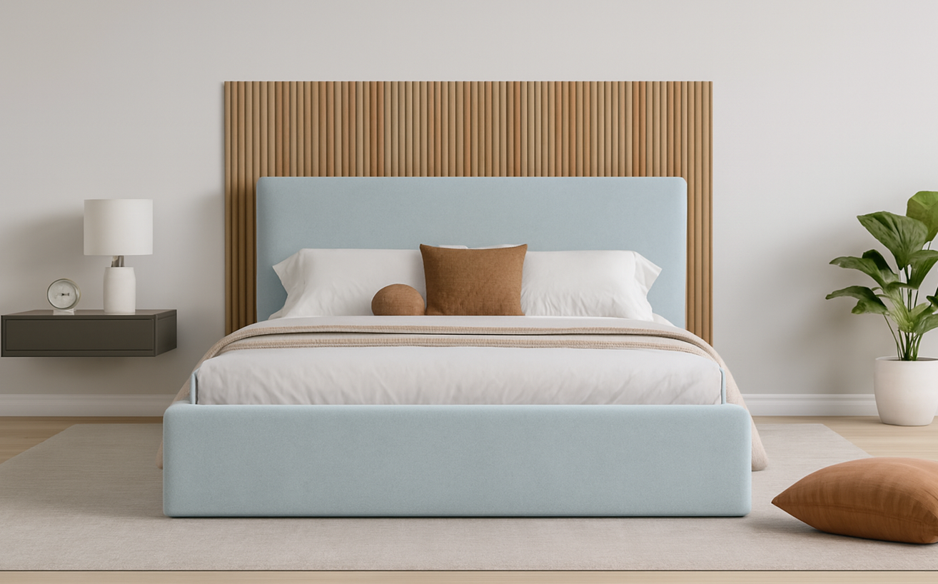 Łóżko tapicerowane Slim LOREN 160x200 cm – z pojemnikiem, tkanina hydrofobowa