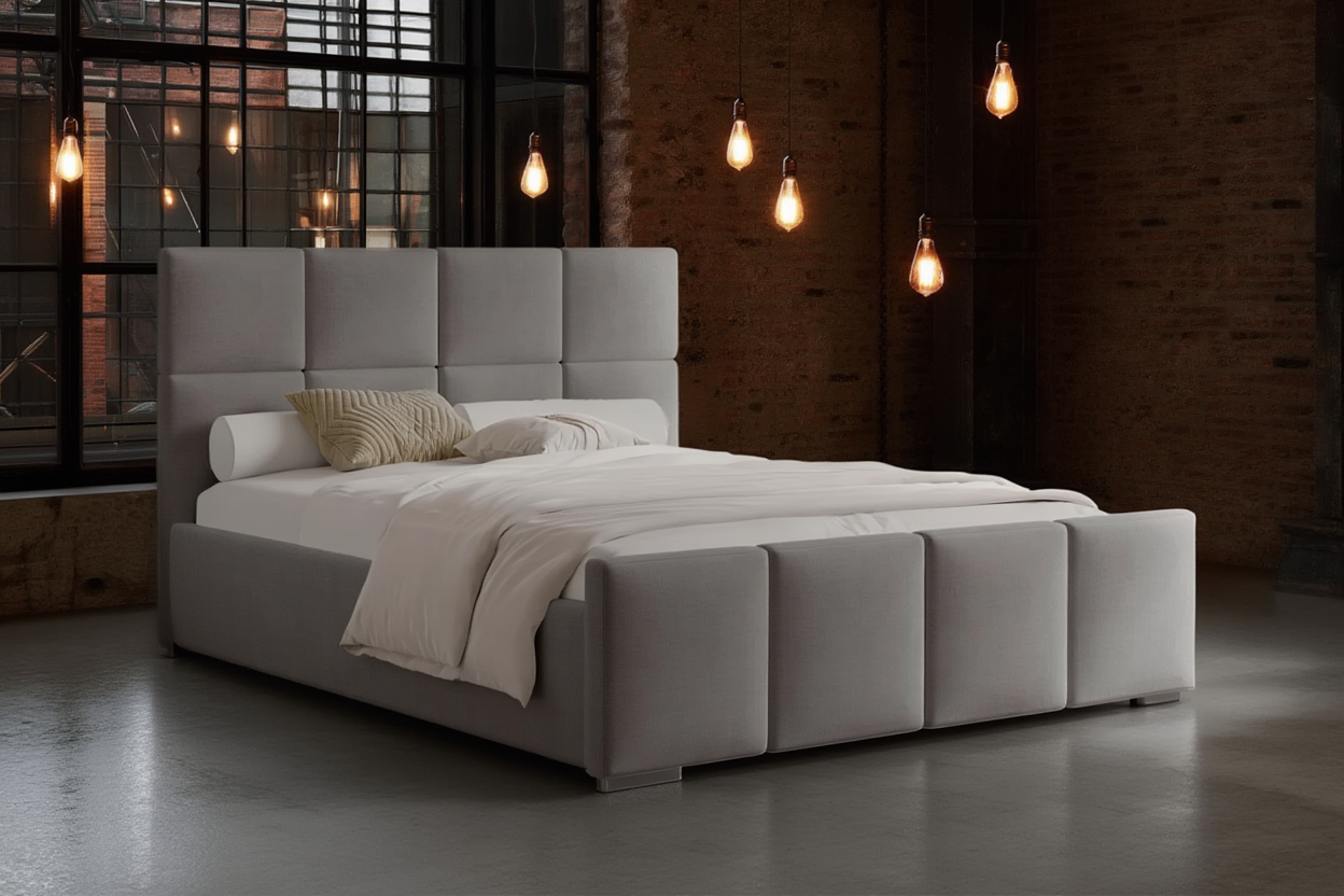 Łóżko tapicerowane LORADO SLIM z pojemnikiem 160x200 cm – tkanina hydrofobowa