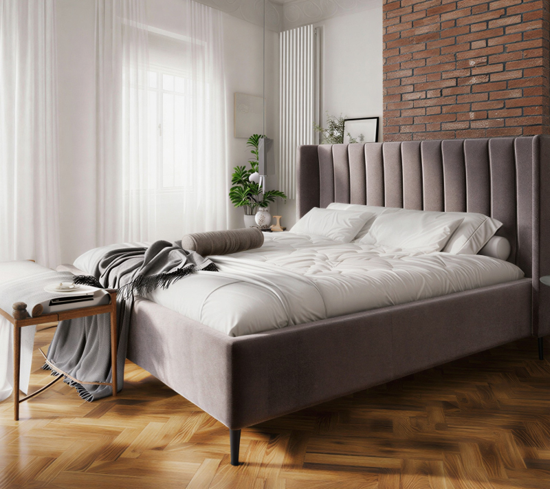 Łóżko tapicerowane Lavita Slim 140x200 cm – smukłe z pojemnikiem