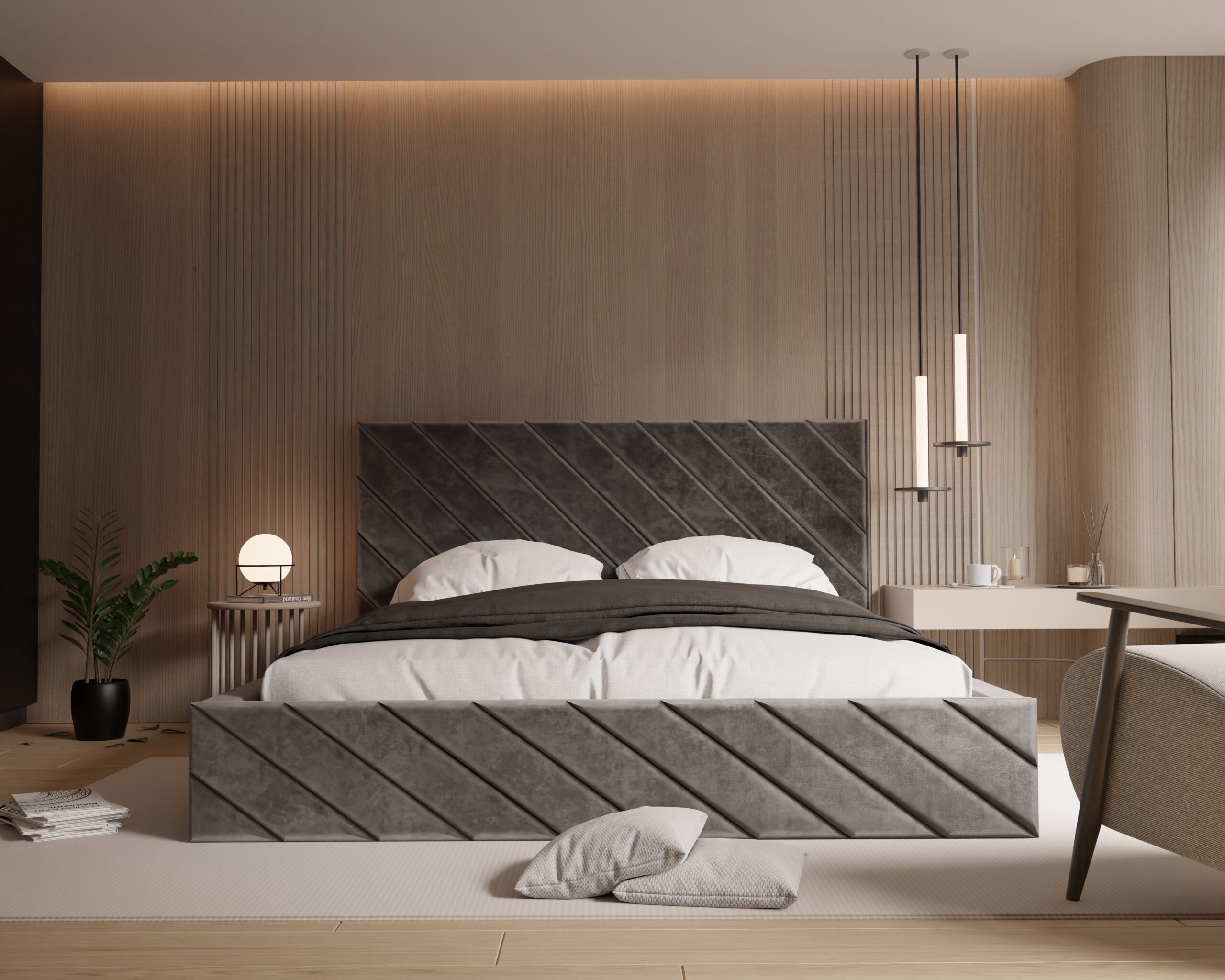 Łóżko tapicerowane Levoro II SLIM 160x200 cm – z pojemnikiem, hydrofobowe