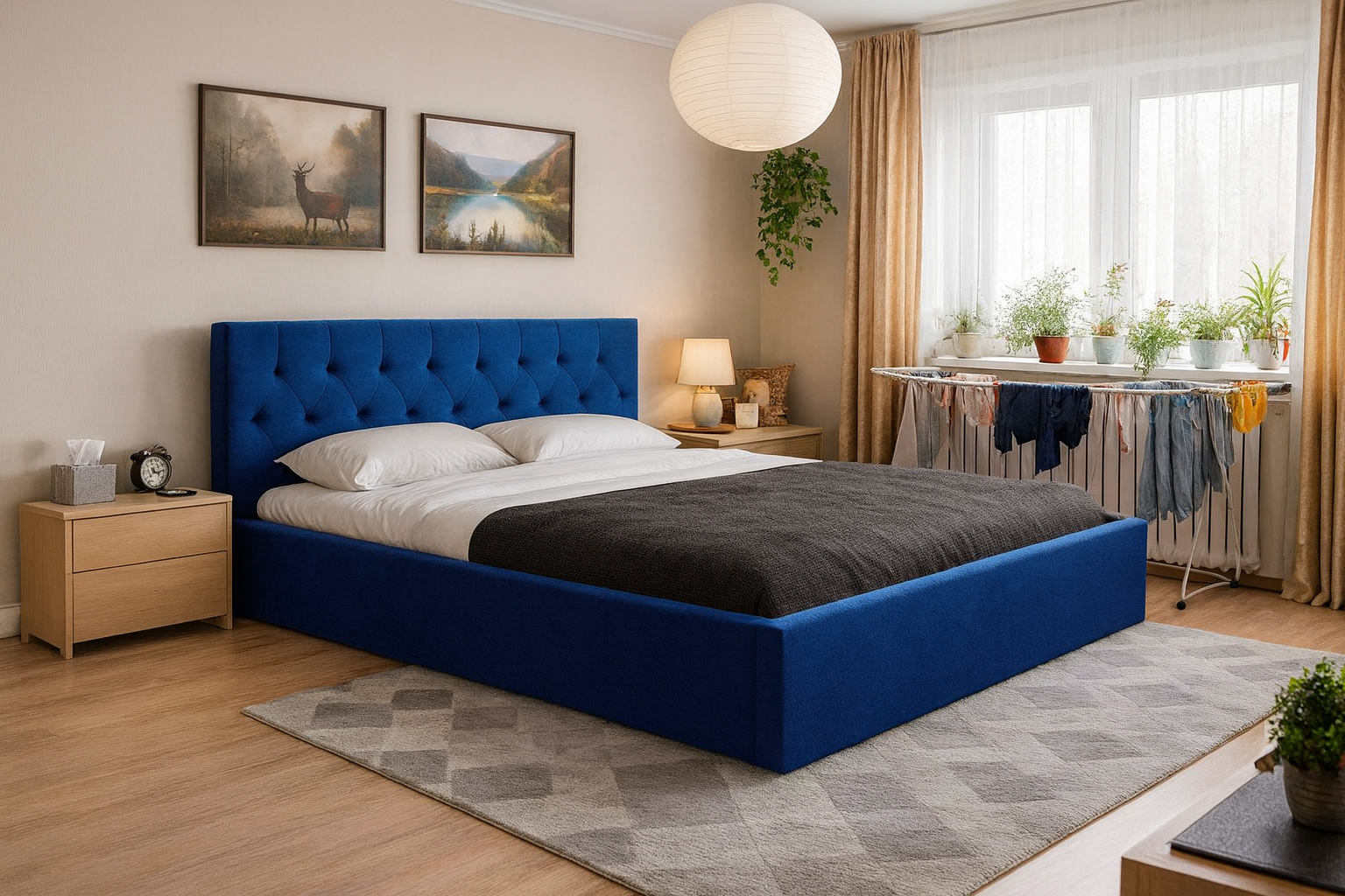 Łóżko tapicerowane HONY SLIM 160x200 cm – z pojemnikiem na pościel