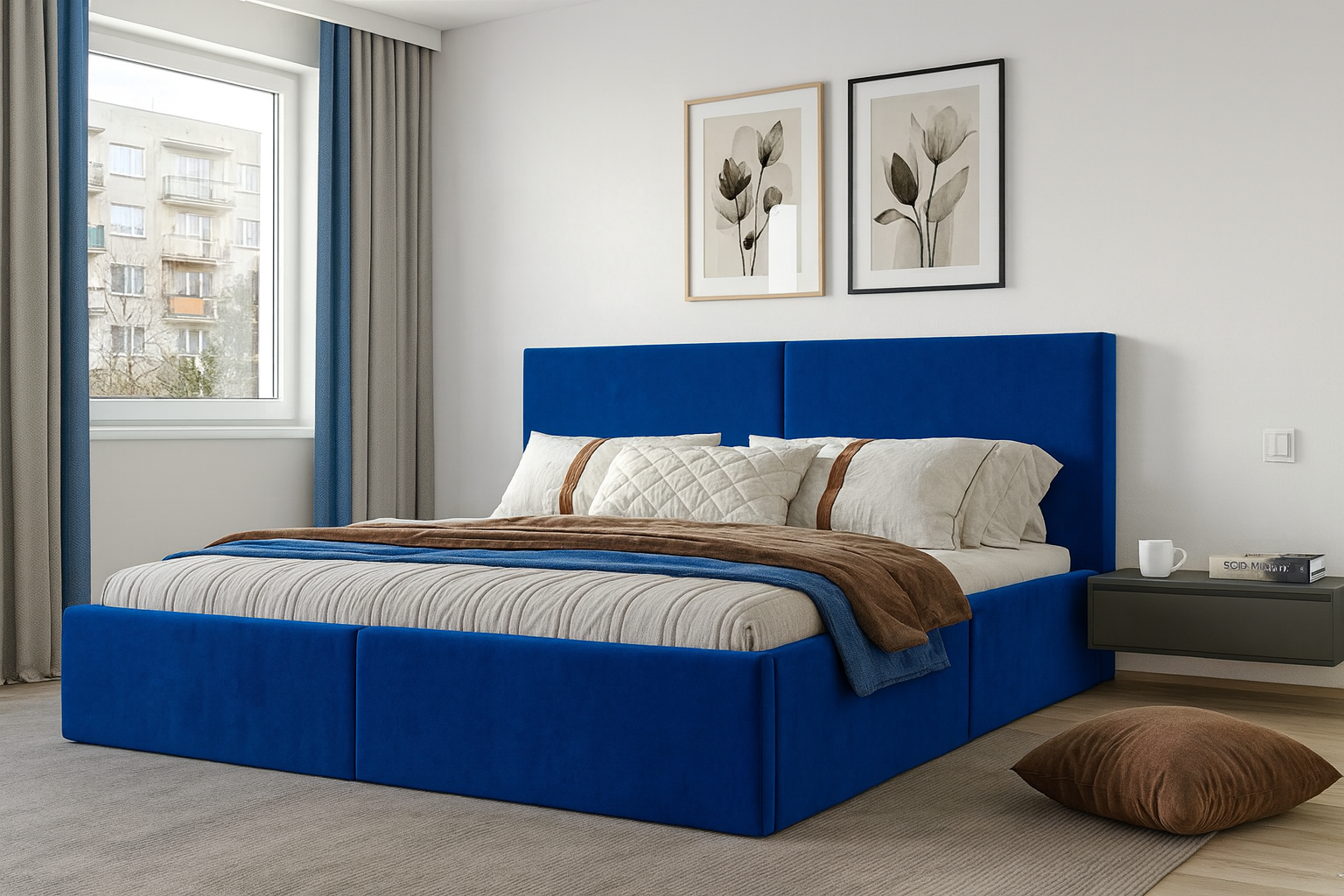 Łóżko tapicerowane Vizano Slim 160x200 cm – z pojemnikiem, łatwe czyszczenie