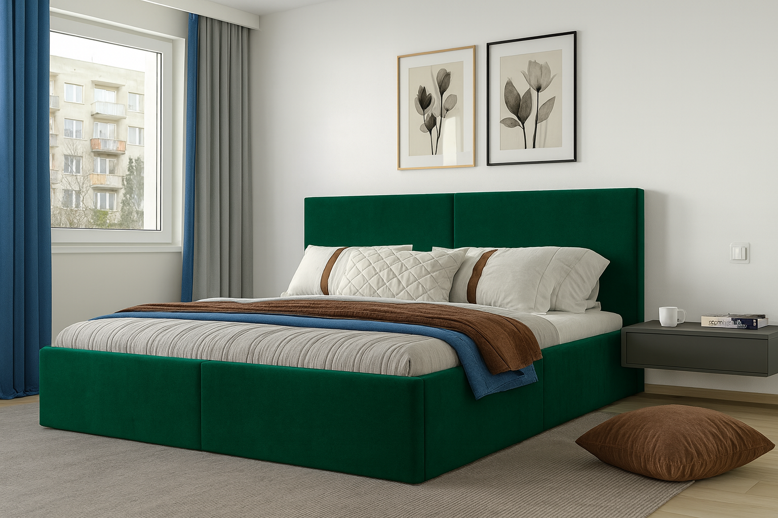 Łóżko tapicerowane Vizano Slim 160x200 cm – z pojemnikiem, łatwe czyszczenie