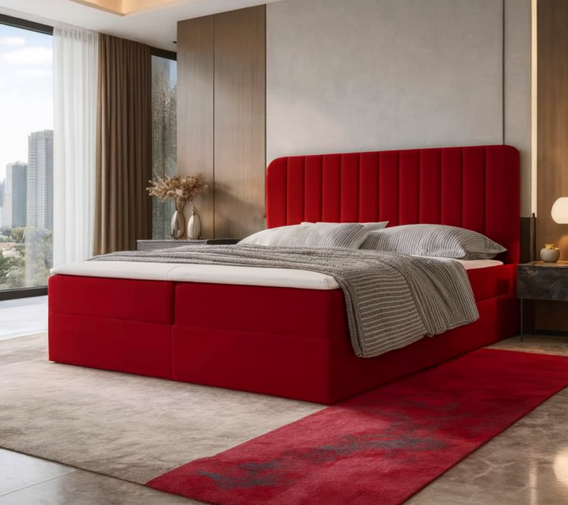 Łóżko kontynentalne z pojemnikami i topperem SOFTY 2 160x200 cm – ulga dla pleców