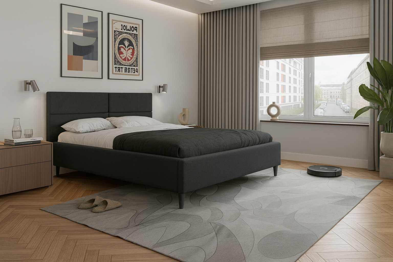 Łóżko tapicerowane SELLY SLIM 160x200 cm – z pojemnikiem, hydrofobowe