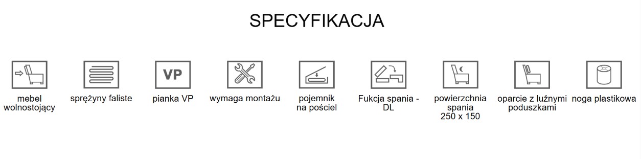 Narożnik Tapicerowany z Funkcją Spania Rimel - Nowoczesna Kanapa dla Rodziny do Salonu