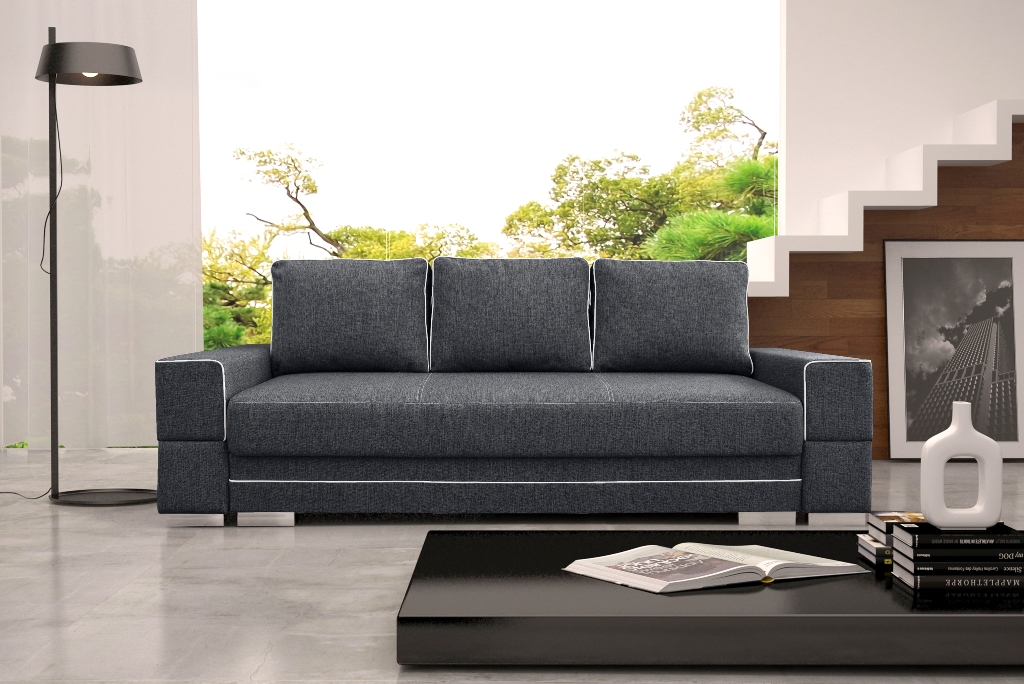 Sofa tapicerowana rozkładana z lamówkami 251 cm Manta A