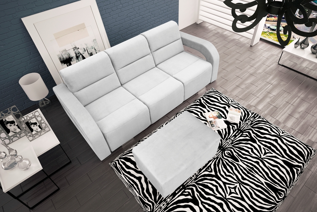 Sofa tapicerowana rozkładana 3 osobowa z pufą Amoro + pufa