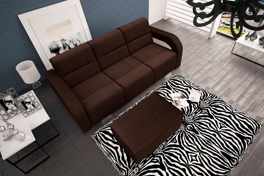 Sofa tapicerowana rozkładana 3 osobowa z pufą Amoro + pufa