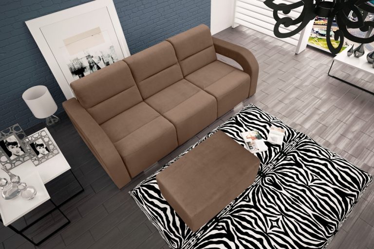 Sofa tapicerowana rozkładana 3 osobowa z pufą Amoro + pufa