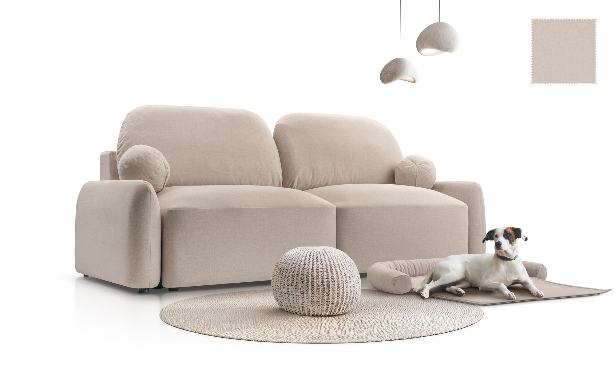 Sofa tapicerowana rozkładana Coral z funkcją spania - nowoczesna kanapa do salonu