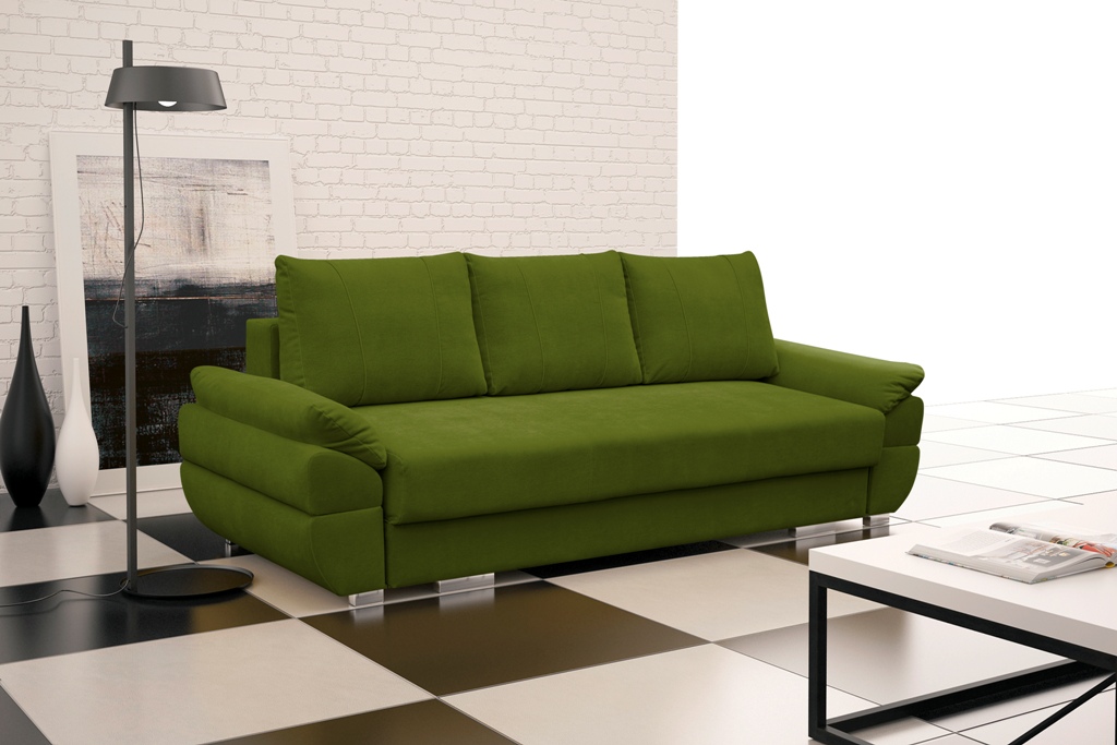 Sofa tapicerowana rozkładana z poduchami Ganaco