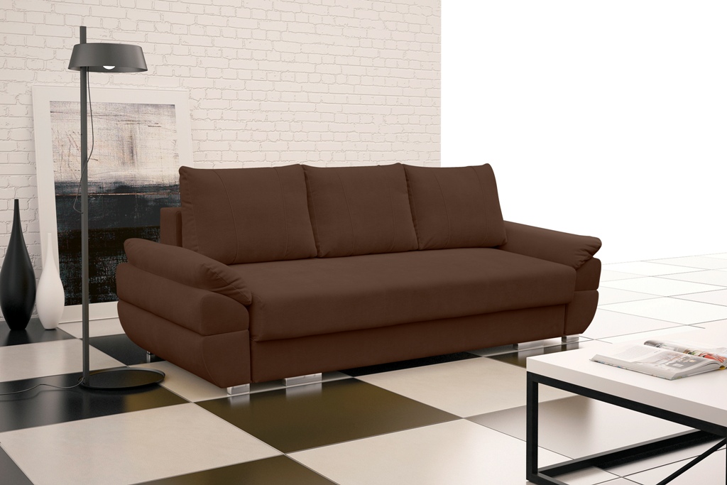 Sofa tapicerowana rozkładana z poduchami Ganaco