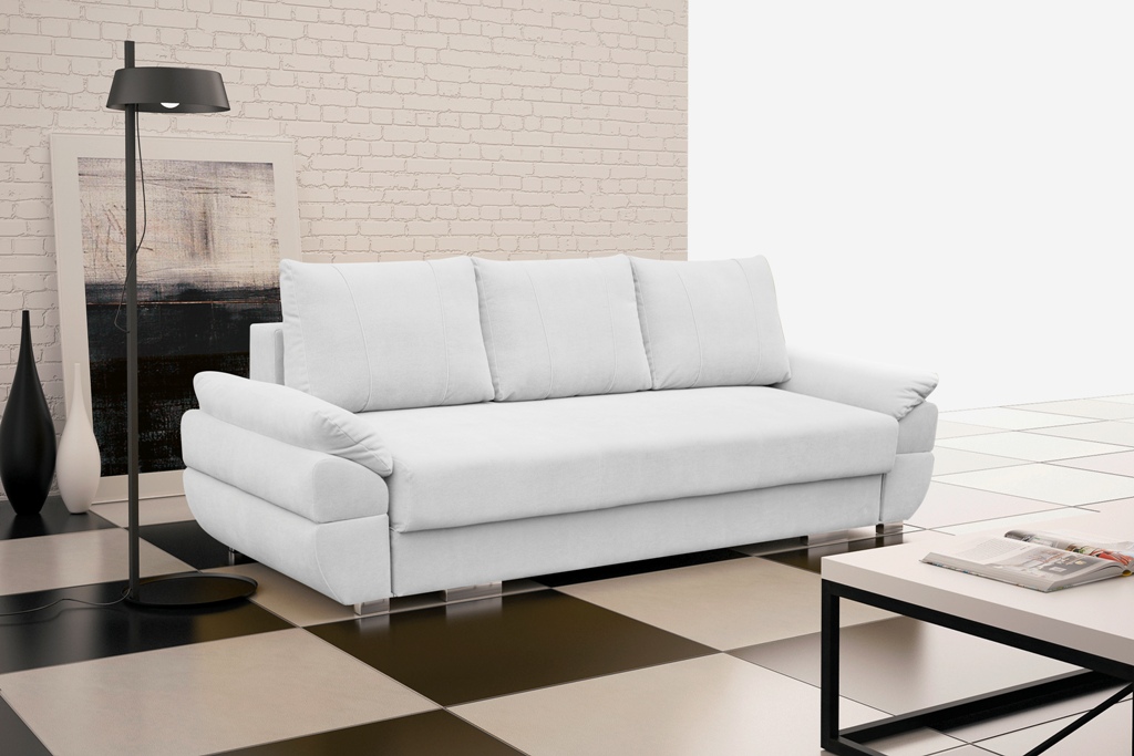 Sofa tapicerowana rozkładana z poduchami Ganaco