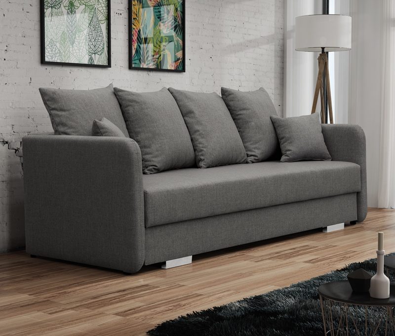 Sofa tapicerowana rozkładana z poduchami Cavra