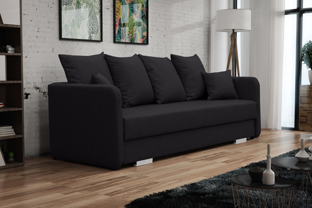 Sofa tapicerowana rozkładana z poduchami Cavra