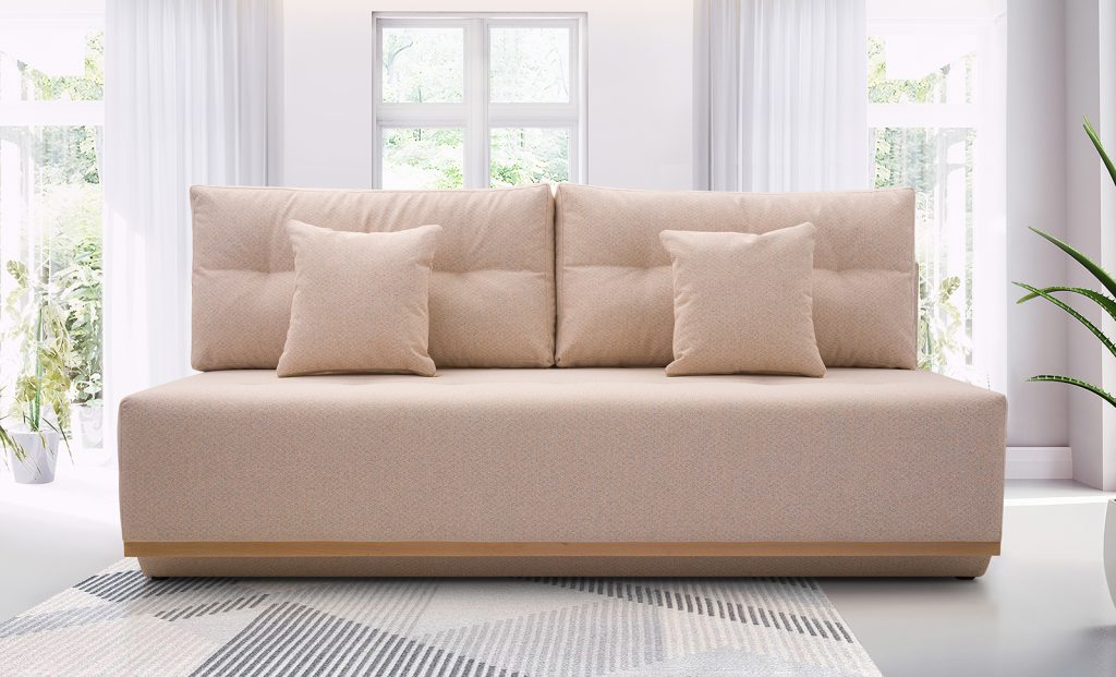 Sofa tapicerowana rozkładana z poduchami Veloce