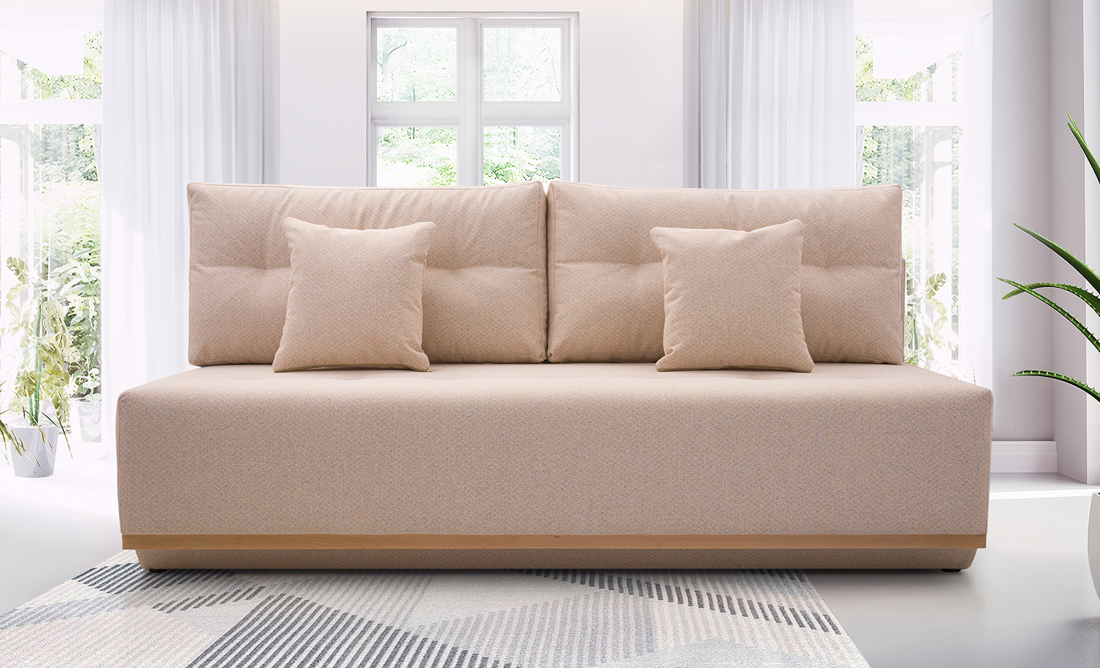 Sofa tapicerowana rozkładana z poduchami Veloce