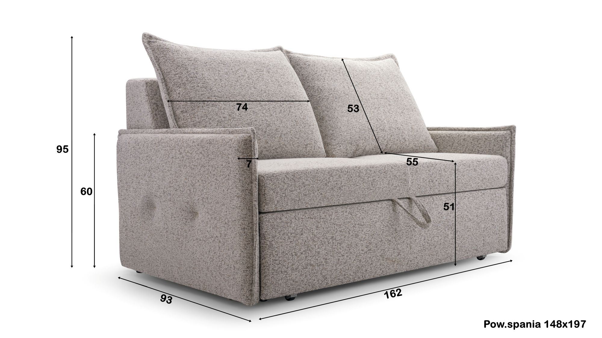 Sofa tradycyjna tapicerowana rozkładana do przodu Nessa