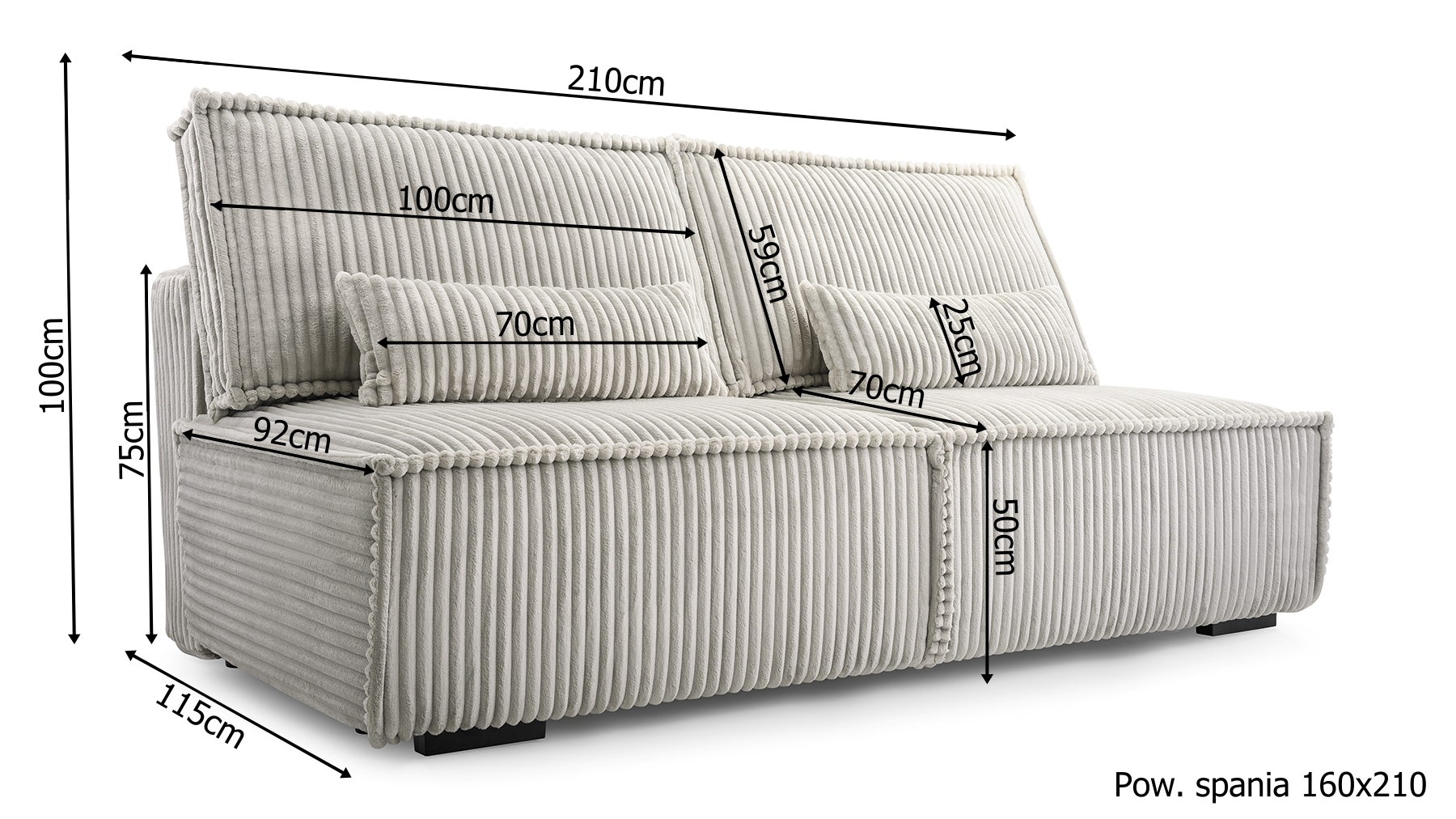 Sofa tapicerowana rozkładana Tigra