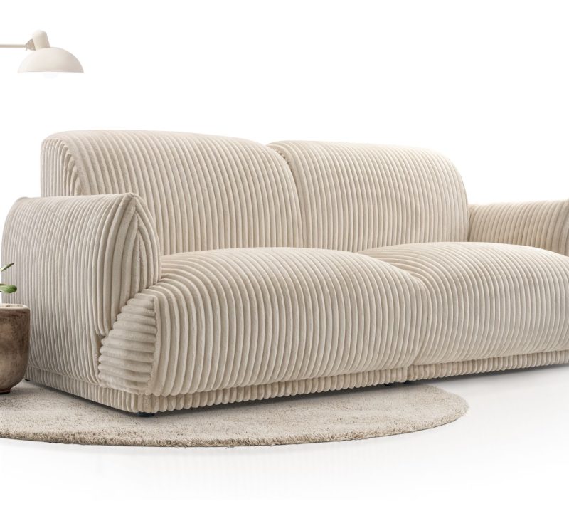 Sofa tapicerowana loftowa Linger - nowoczesna kanapa trzyosobowa do salonu