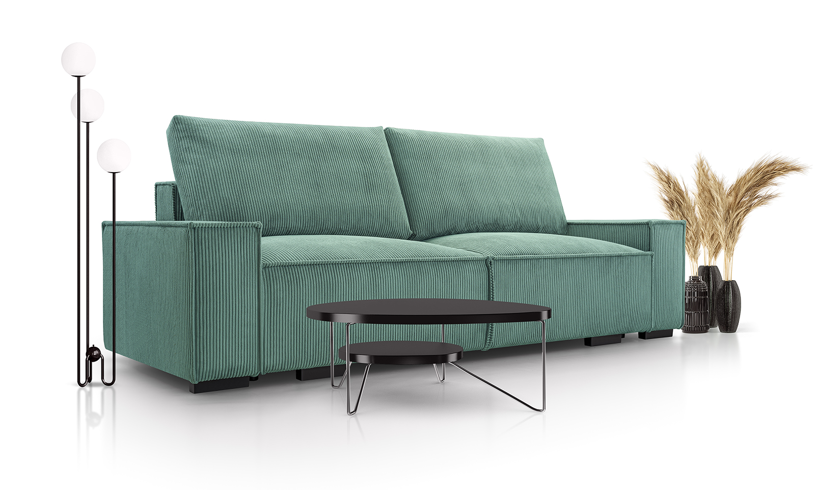 Sofa tapicerowana rozkładana z poduchami Breeze