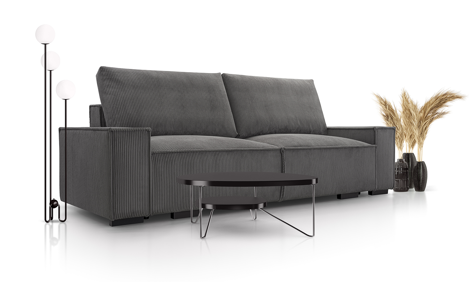 Sofa tapicerowana rozkładana z poduchami Breeze