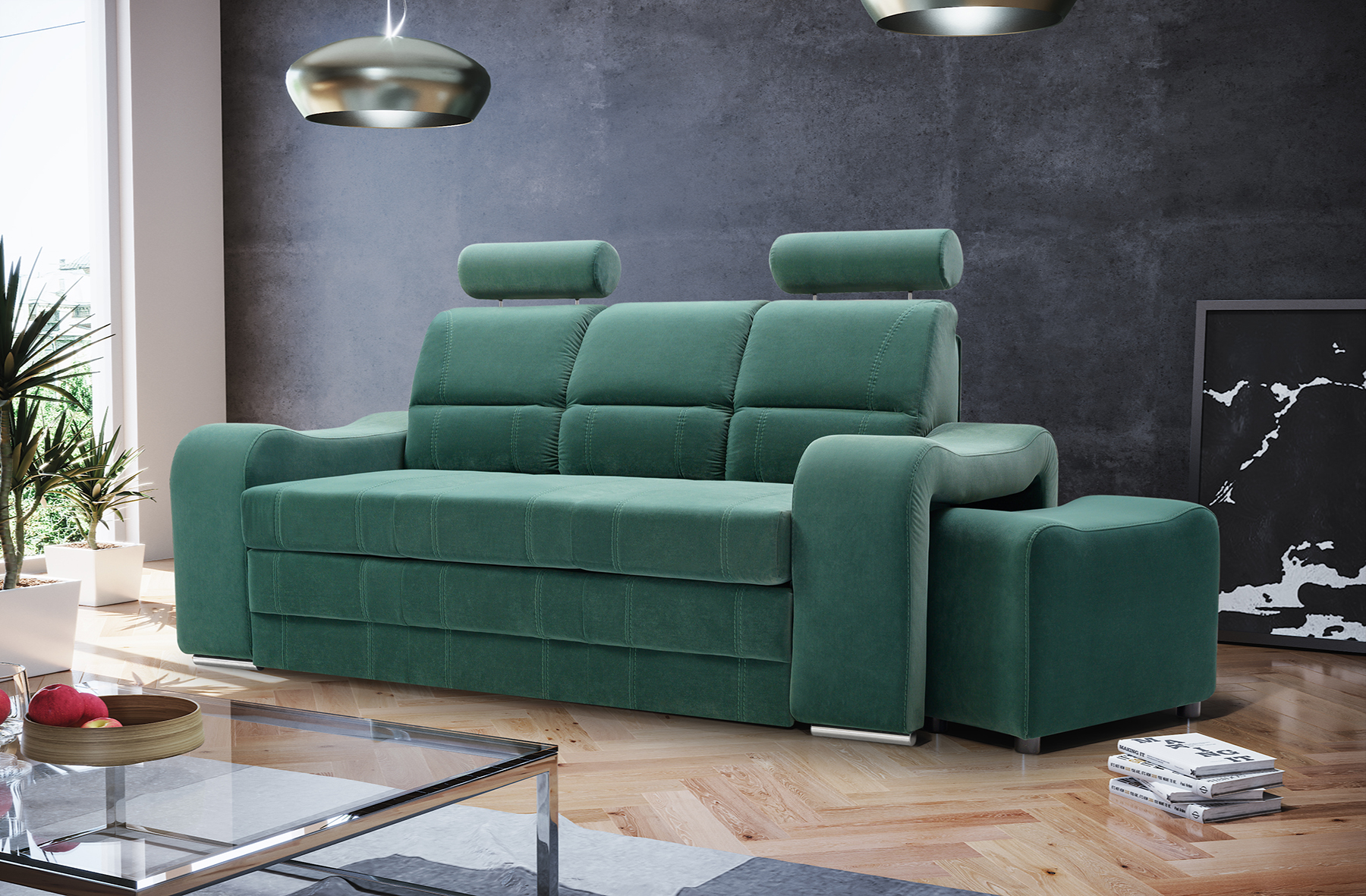 Sofa tradycyjna tapicerowana rozkładana do przodu Mount