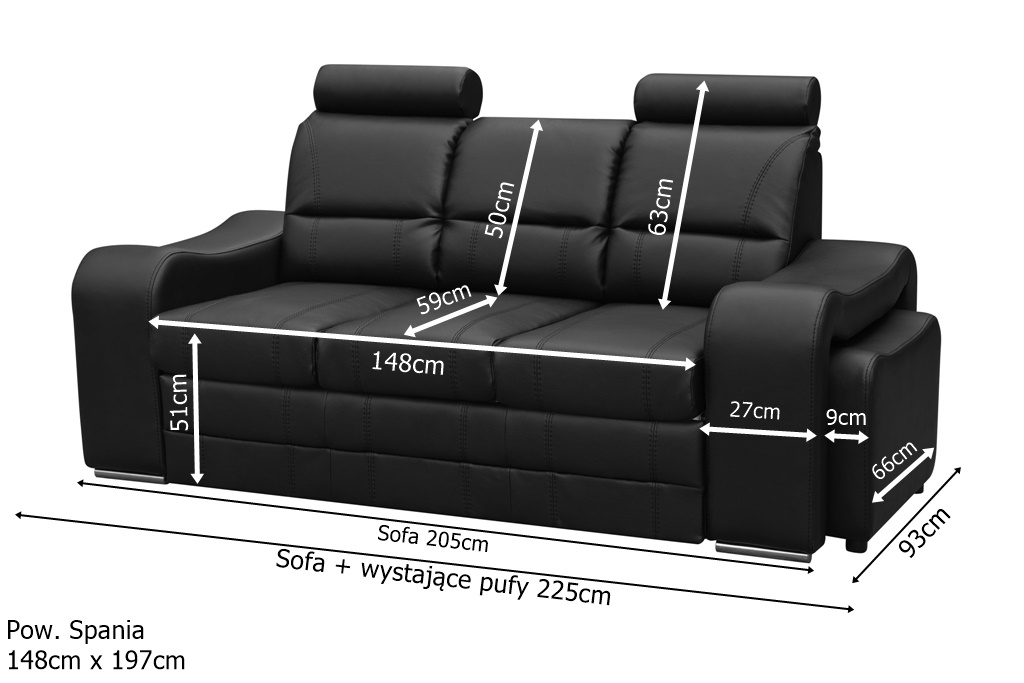 Sofa tradycyjna tapicerowana rozkładana do przodu Mount