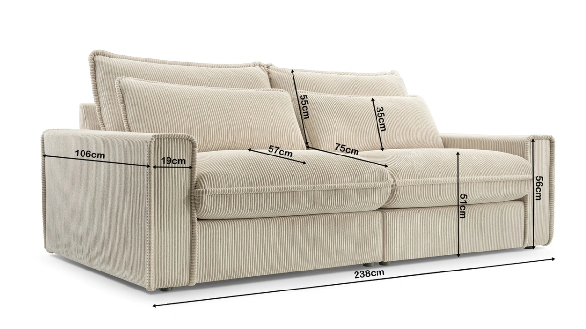 Sofa tapicerowana modułowa Tapela - nowoczesna kanapa dwuosobowa do salonu