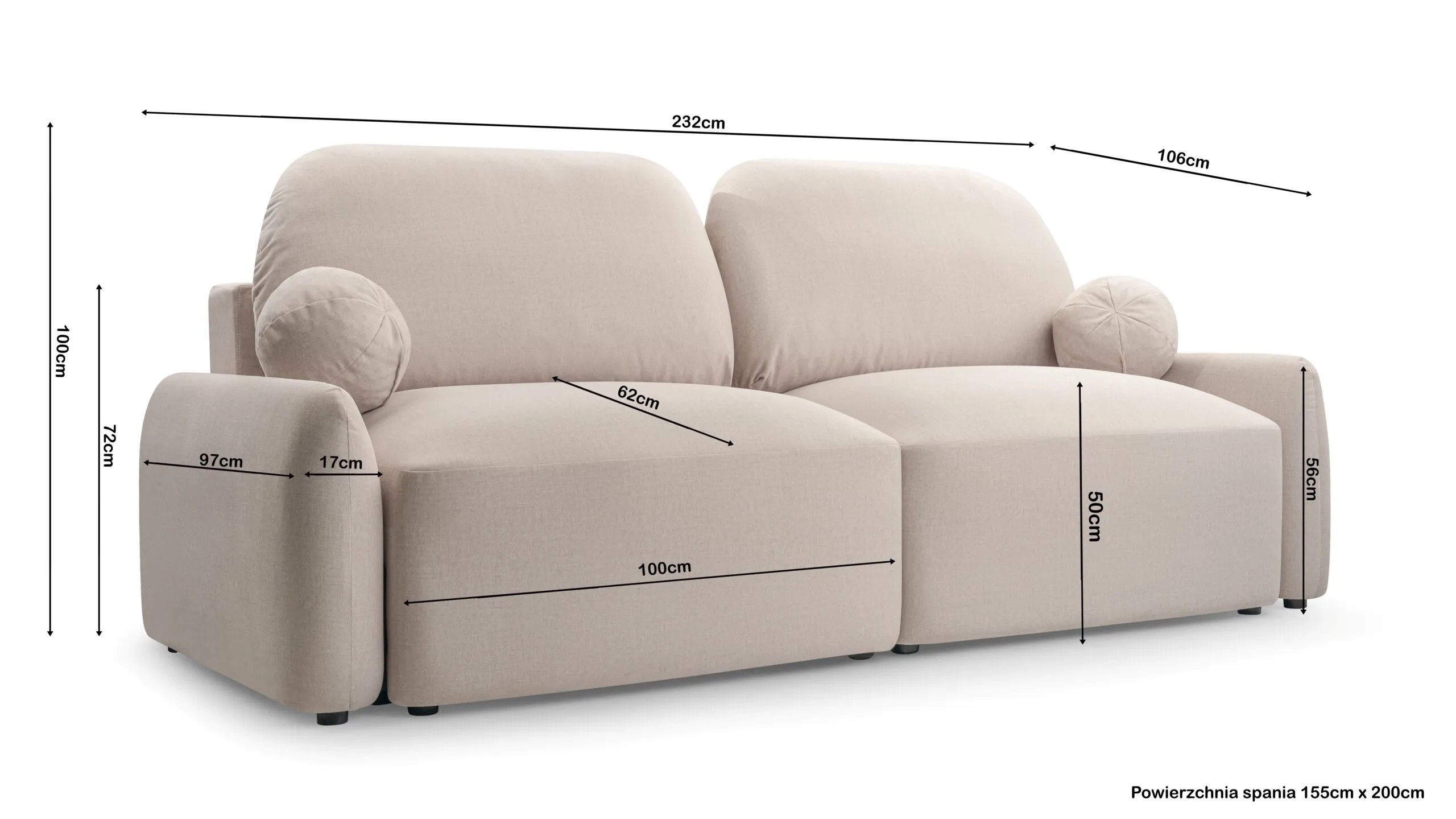 Sofa tapicerowana rozkładana Coral z funkcją spania - nowoczesna kanapa do salonu