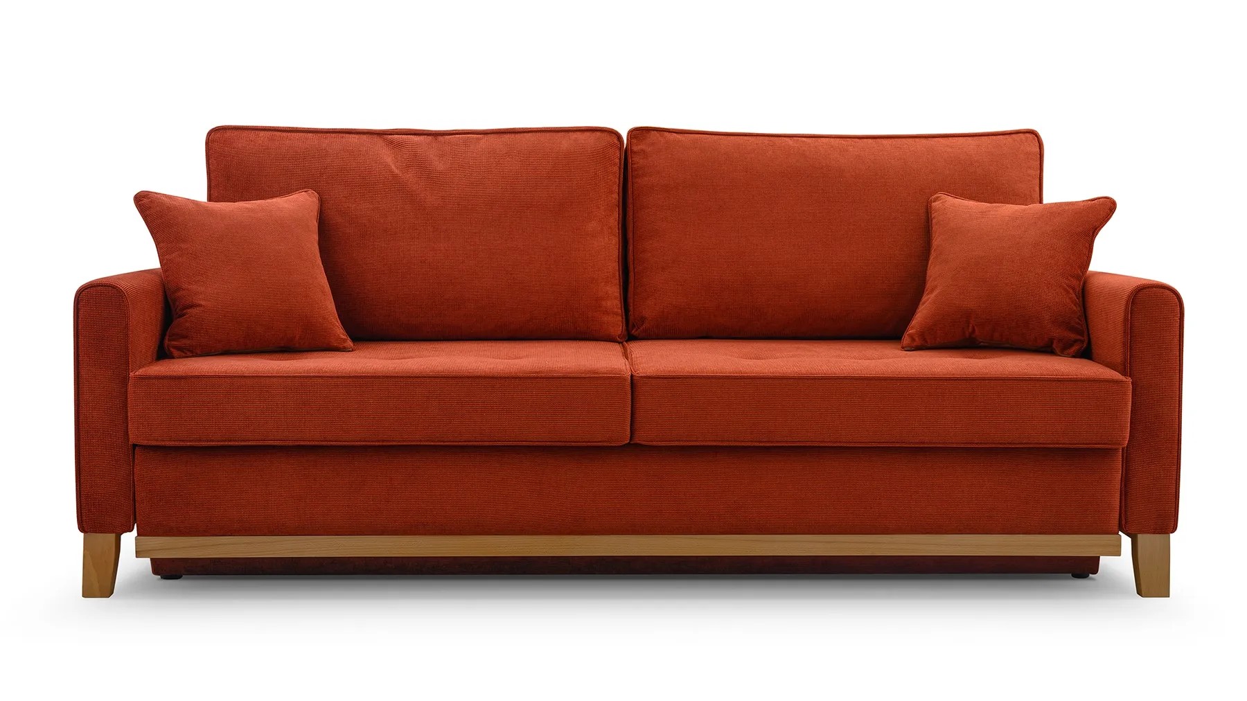 Sofa tapicerowana rozkładana z poduchami Risa z funkcją spania