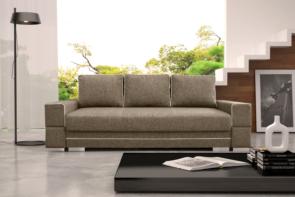 Sofa tapicerowana rozkładana z lamówkami 251 cm Manta A