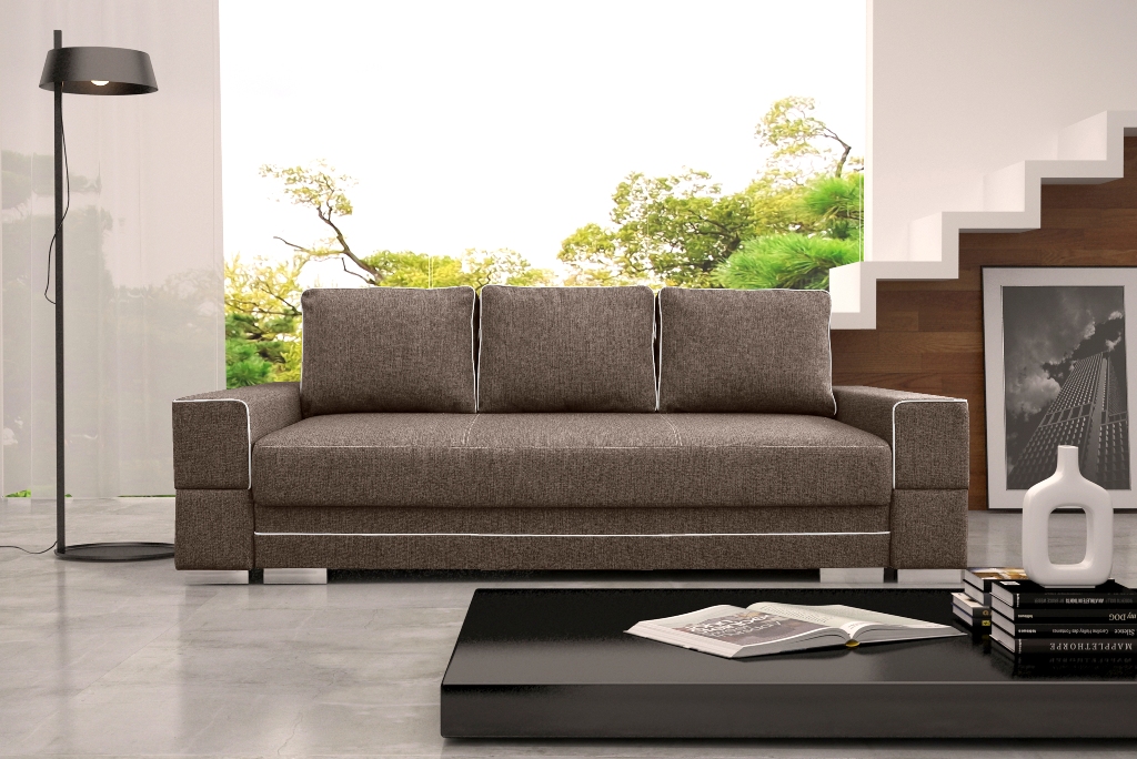 Sofa tapicerowana rozkładana z lamówkami 251 cm Manta A