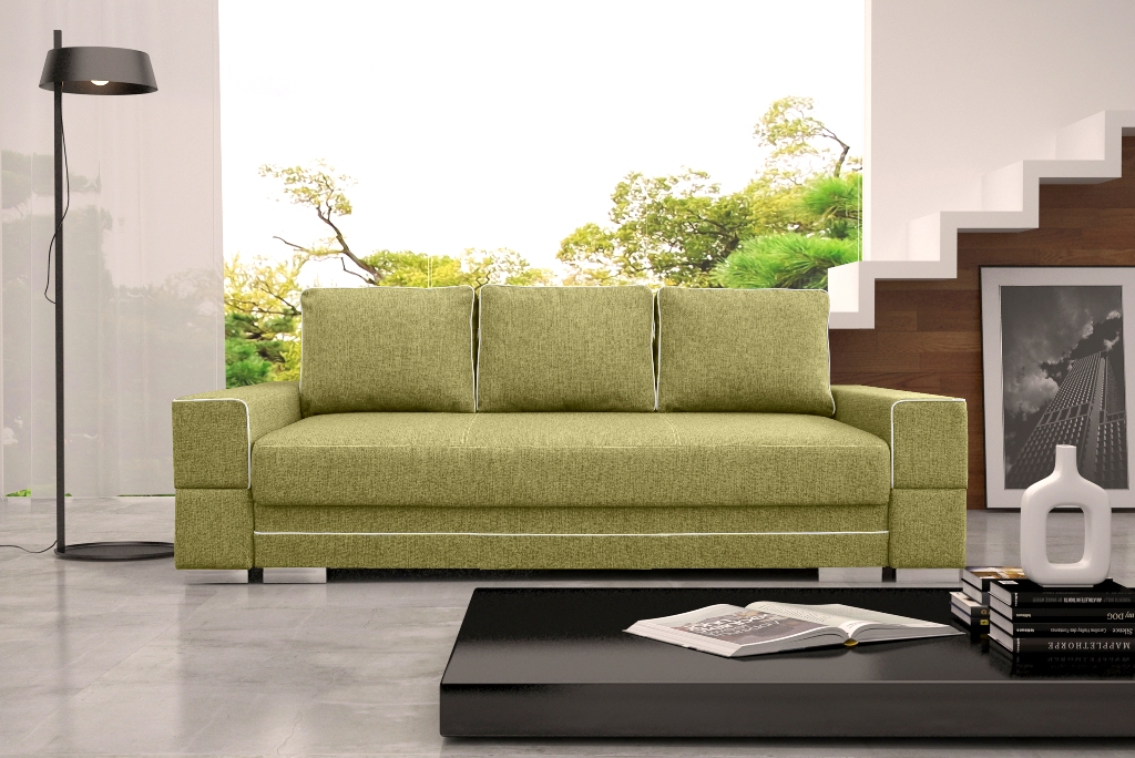 Sofa tapicerowana rozkładana z lamówkami 251 cm Manta A
