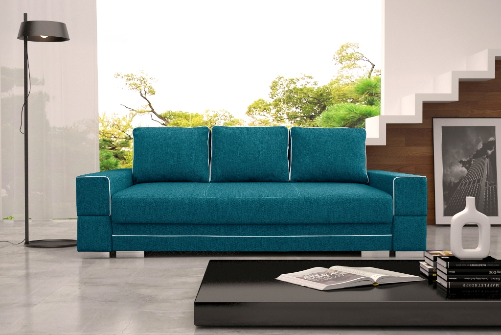 Sofa tapicerowana rozkładana z lamówkami 251 cm Manta A