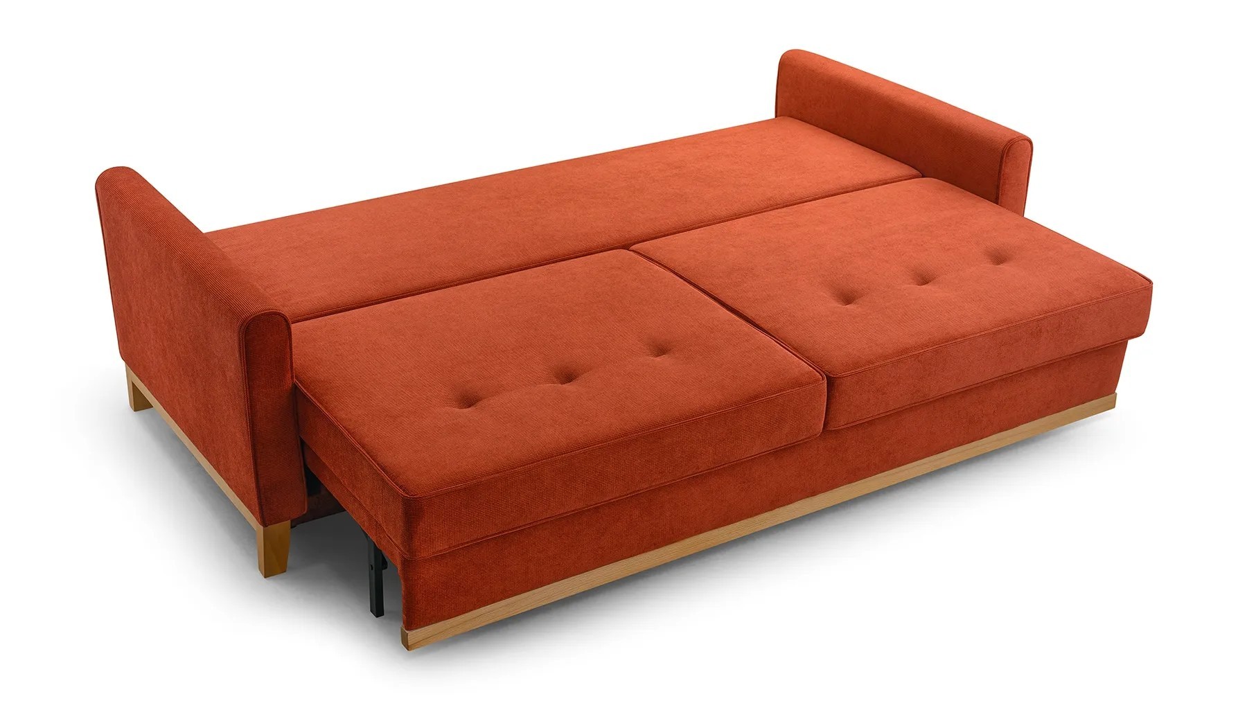 Sofa tapicerowana rozkładana z poduchami Risa z funkcją spania