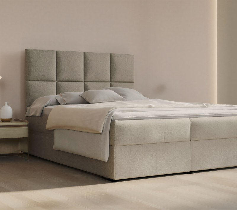 Łóżko kontynentalne z pojemnikami i topperem LARISSA 160x200 cm – komfort dla kręgosłupa