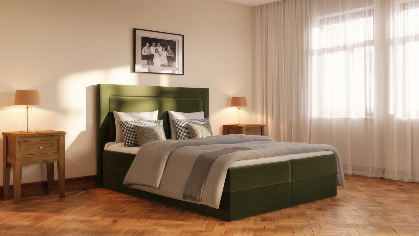 Łóżko kontynentalne z pojemnikami i topperem Azzari 2 160x200 cm – wspiera kręgosłup