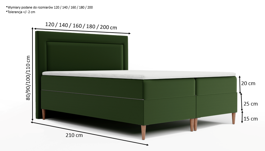 Łóżko kontynentalne z pojemnikami i topperem Azzari 160x200 cm – idealne dla bolących pleców