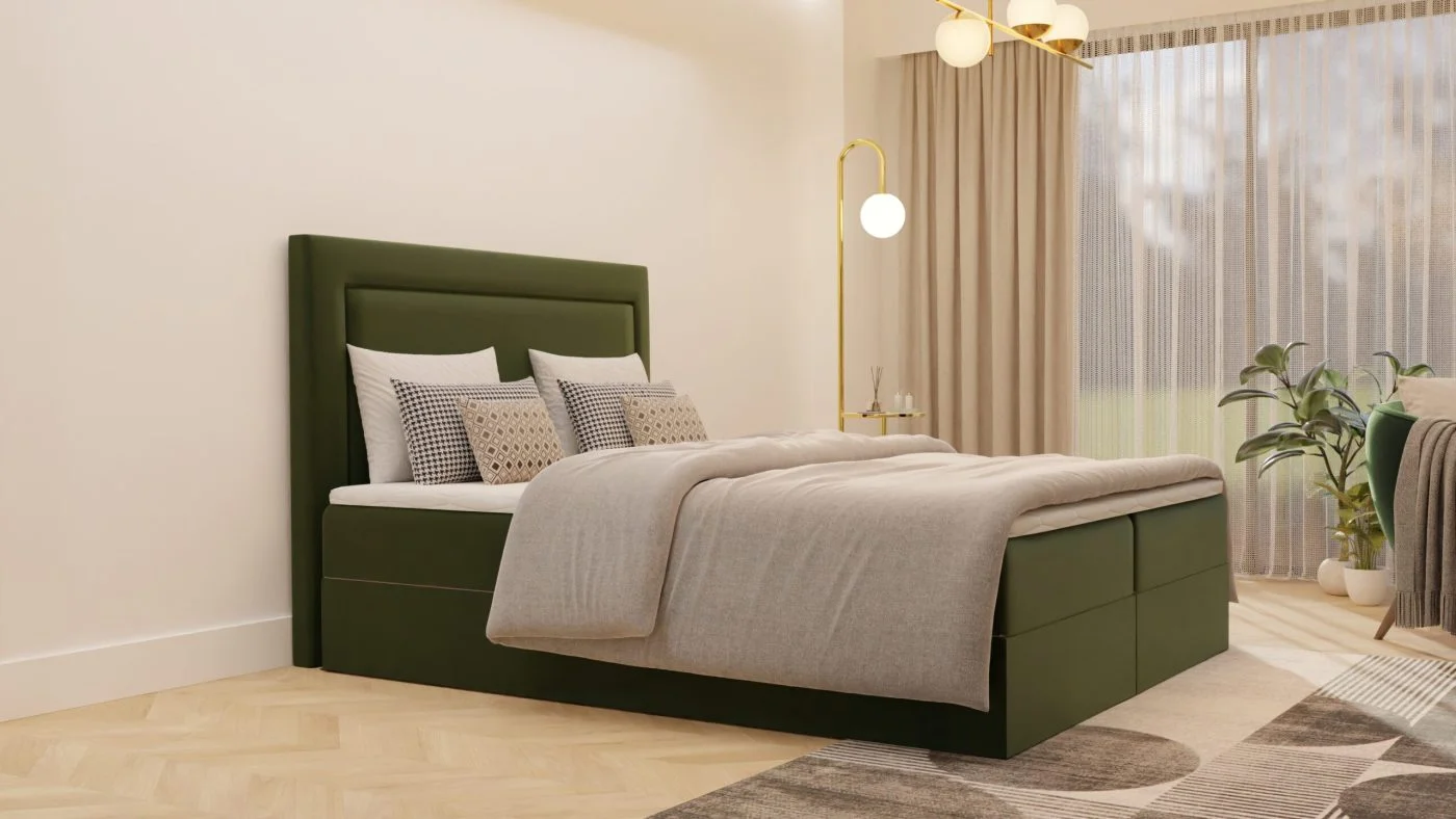 Łóżko kontynentalne z pojemnikami i topperem Azzari 2 160x200 cm – wspiera kręgosłup