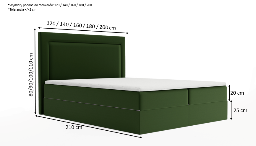 Łóżko kontynentalne z pojemnikami i topperem Azzari 2 160x200 cm – wspiera kręgosłup