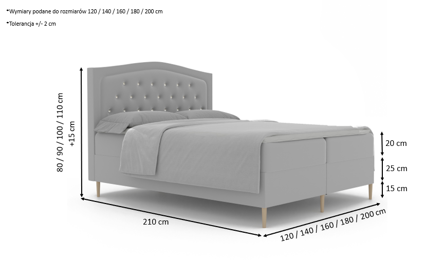 Łóżko kontynentalne z pojemnikami i topperem HARBOR 160x200 cm – idealne dla kręgosłupa