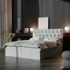 Łóżko kontynentalne z pojemnikiem i topperem LERIA 2 160x200 cm – dla bolących pleców
