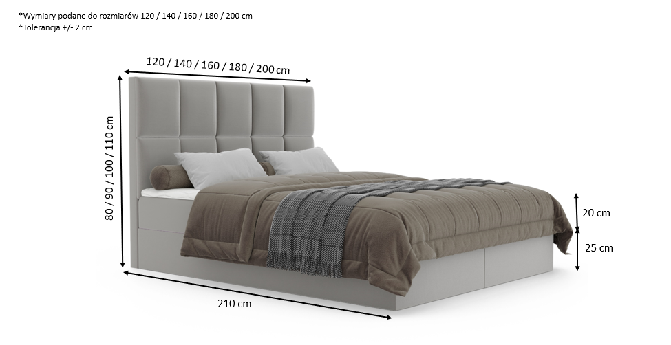 Łóżko kontynentalne Nena 2 160x200 cm – wsparcie dla pleców