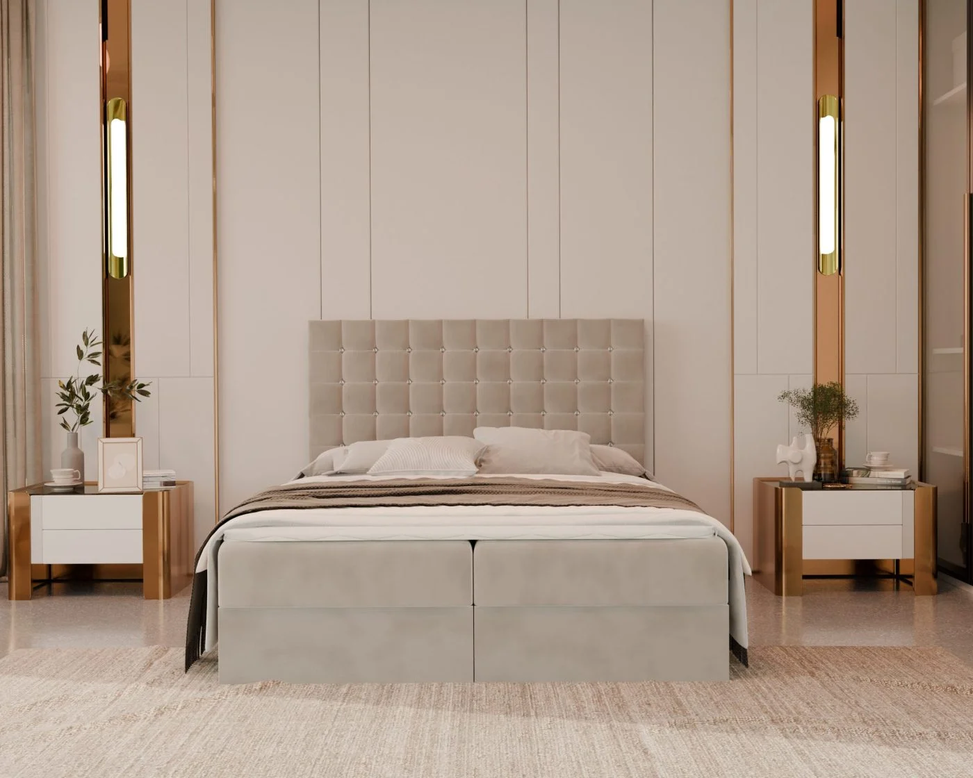 Łóżko kontynentalne VALLO 2 160x200 cm – z topperem dla pleców