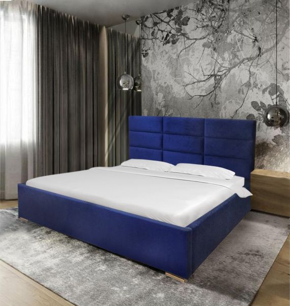 Łóżko tapicerowane Belari z pojemnikiem, tkanina hydrofobowa 160x200 cm – łatwe w czyszczeniu