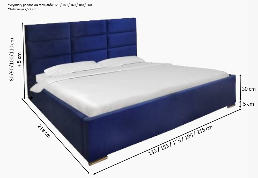 Łóżko tapicerowane Belari z pojemnikiem, tkanina hydrofobowa 160x200 cm – łatwe w czyszczeniu