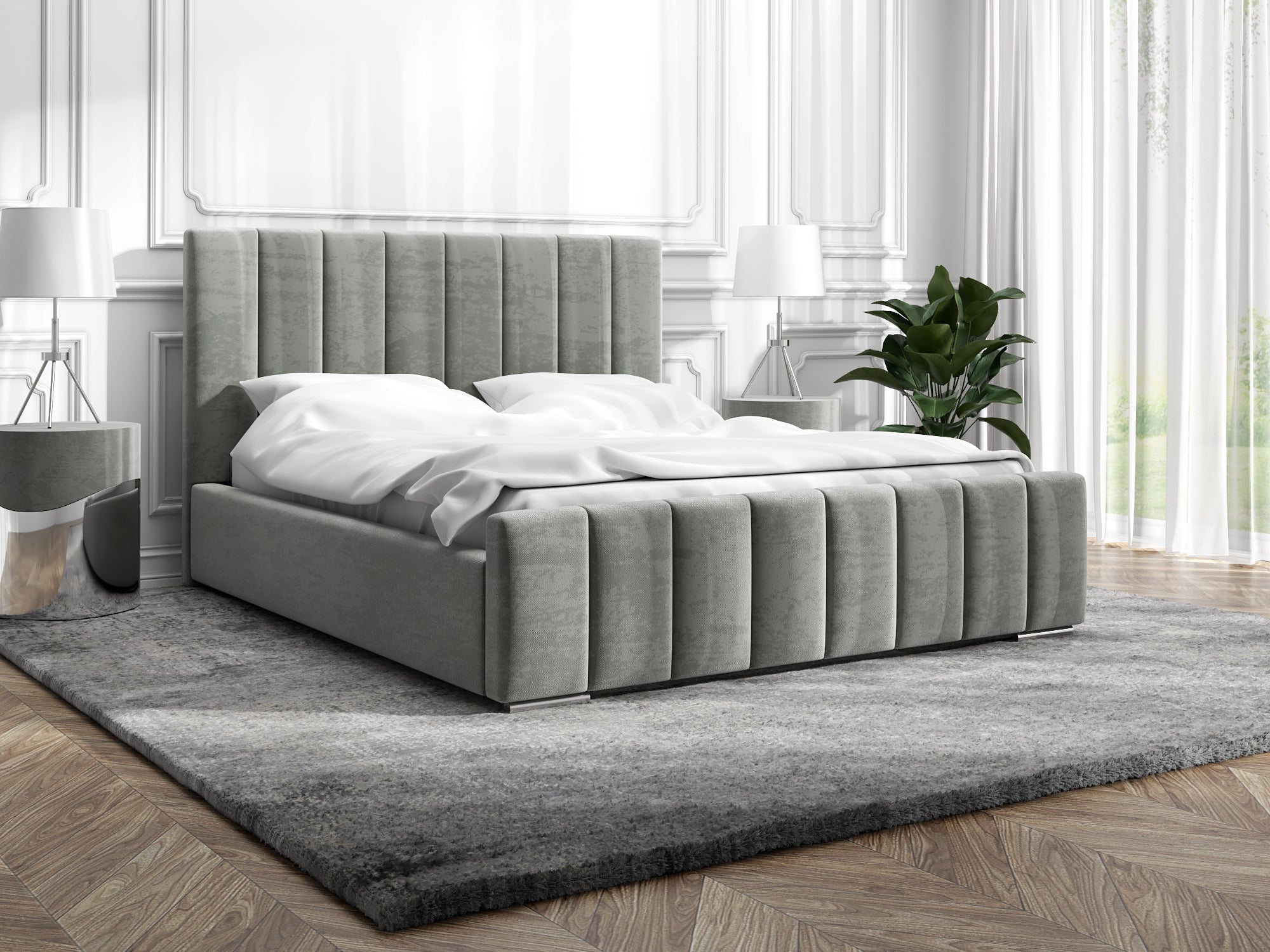 Łóżko tapicerowane Bianca 160x200 cm – z pojemnikiem, tkanina plamoodporna