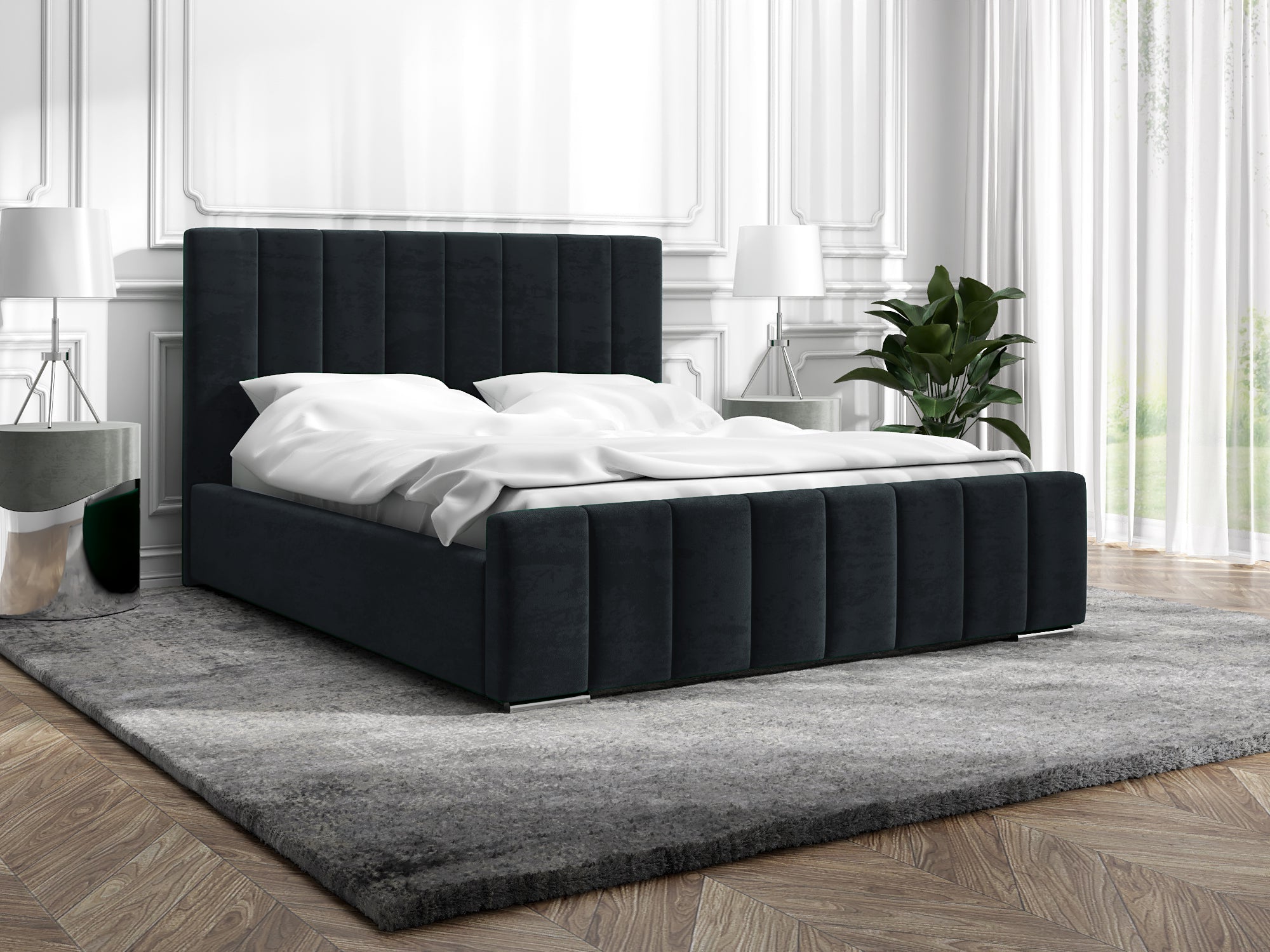 Łóżko tapicerowane Bianca 160x200 cm – z pojemnikiem, tkanina plamoodporna